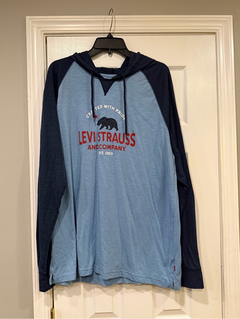 Levi’s Lightweight Pullover Raglan Hoodie Shirt Mens XXL Two Tone Blue